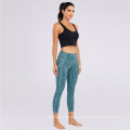 High Waist Workout Non See Through Leopard Printing Fitness Tights Tummy Control Women Yoga Crop Pant Set